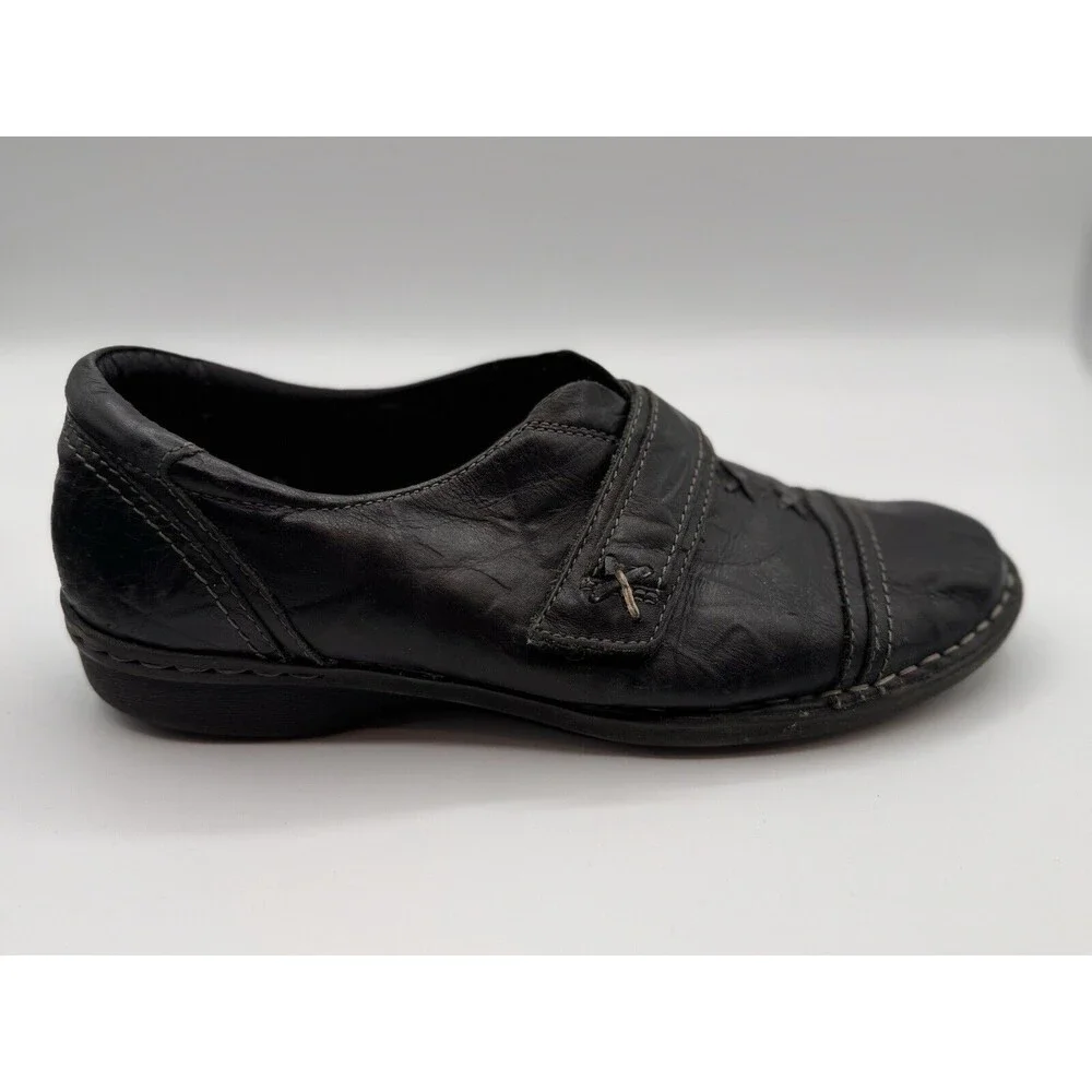 Clarks Shoes Women’s Slip On Whistle Resort Black Lea Size 8M Casual Office